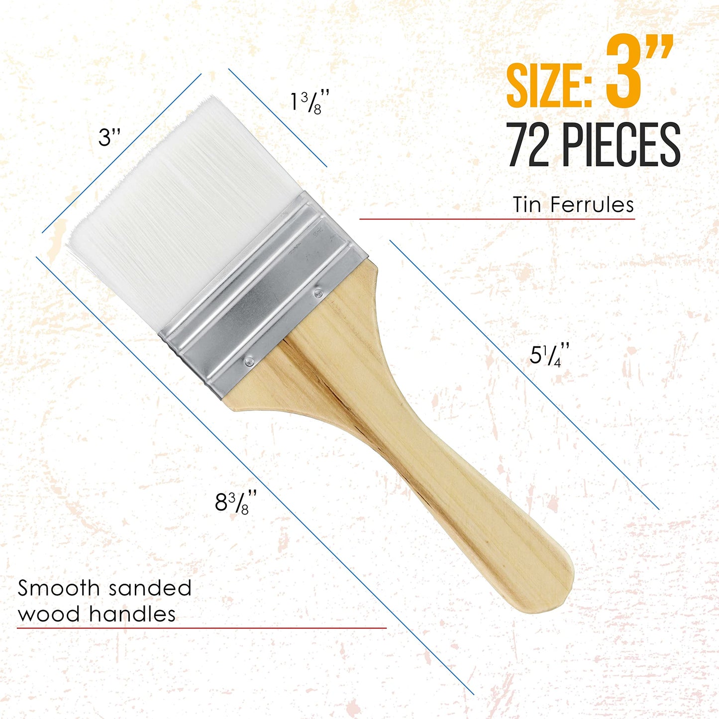U.S. Art Supply 3 Pack of Variety Size Synthetic Bristle Paint, Chip and Utility Paint Brushes for Paint, Stains, Varnishes, Glues, and Gesso