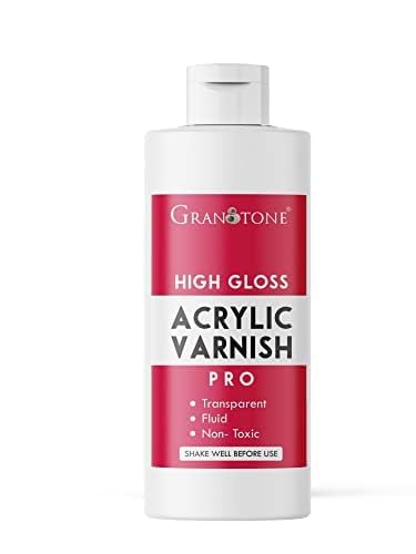 GRANOTONE Acrylic Artist's Varnish | Non-Yellowing | Non-Toxic | Anti-Crazing | High Gloss Finish | Suitable for Pro Artists, Hobby Painters & Kids | Made in India | 200 ML