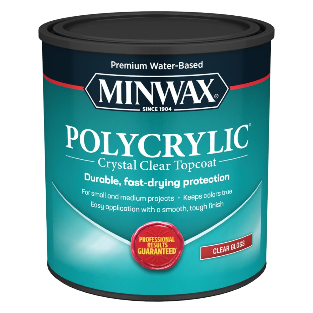 1/2 pt Minwax 25555 Clear Polycrylic Water-Based Protective Finish Gloss