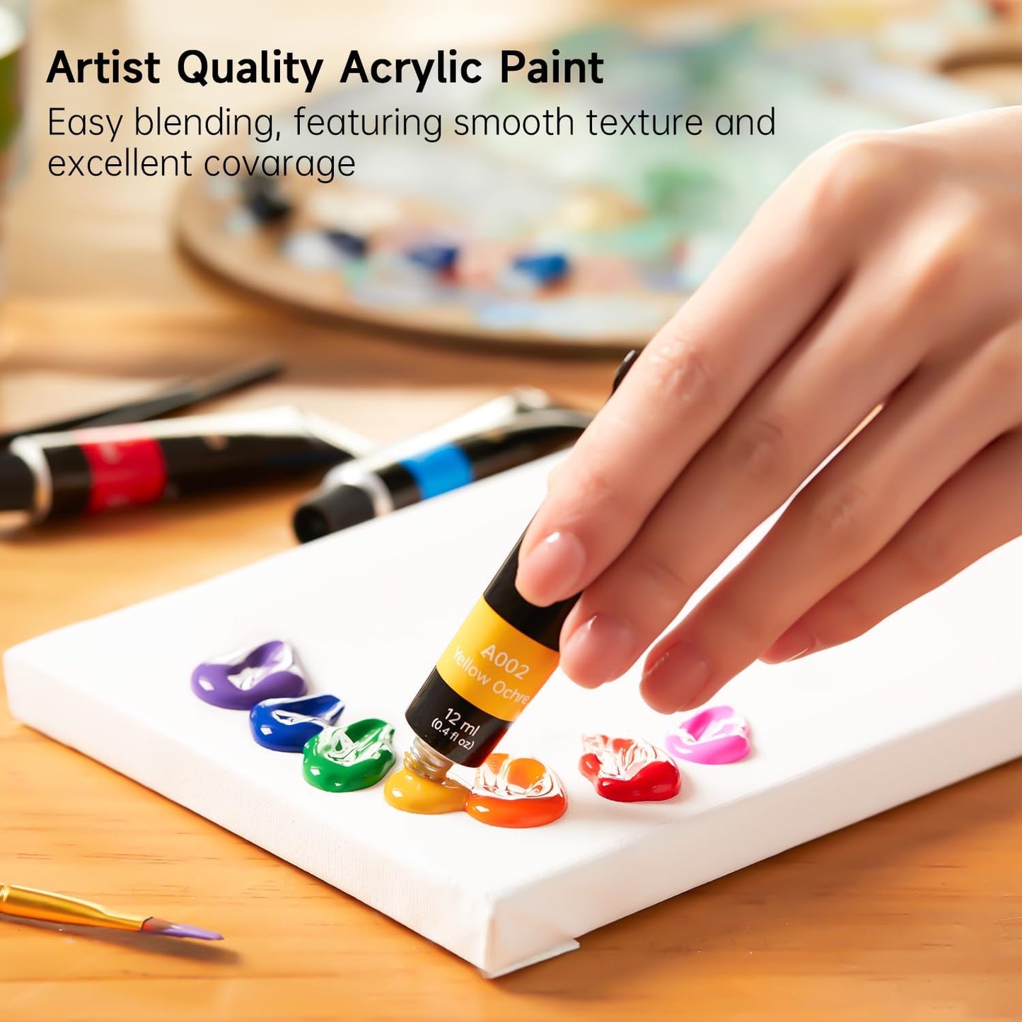 Shuttle Art Acrylic Paint Set, 16 x12ml Tubes Artist Quality Non Toxic Rich Pigments Colors Great for Kids Adults Professional Painting on Canvas Wood Clay Fabric Ceramic Crafts