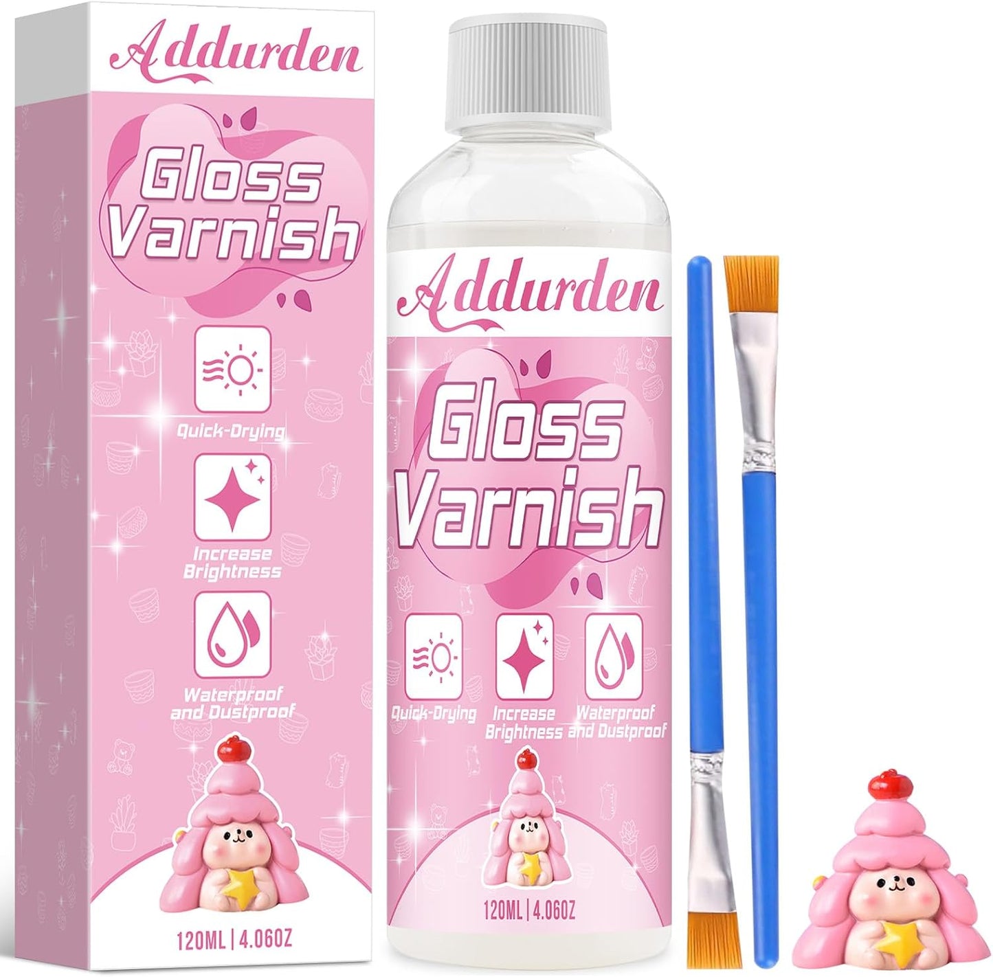 Air Dry Clay Varnish with 2 Brushes, 120 ml Acrylic Varnish, Air Dry Clay Sealant to Prevent Crack and Yellow, Waterproof Clay Glaze for Clay, Ceramic, Plaster, Wood, Glossy Glaze Finish