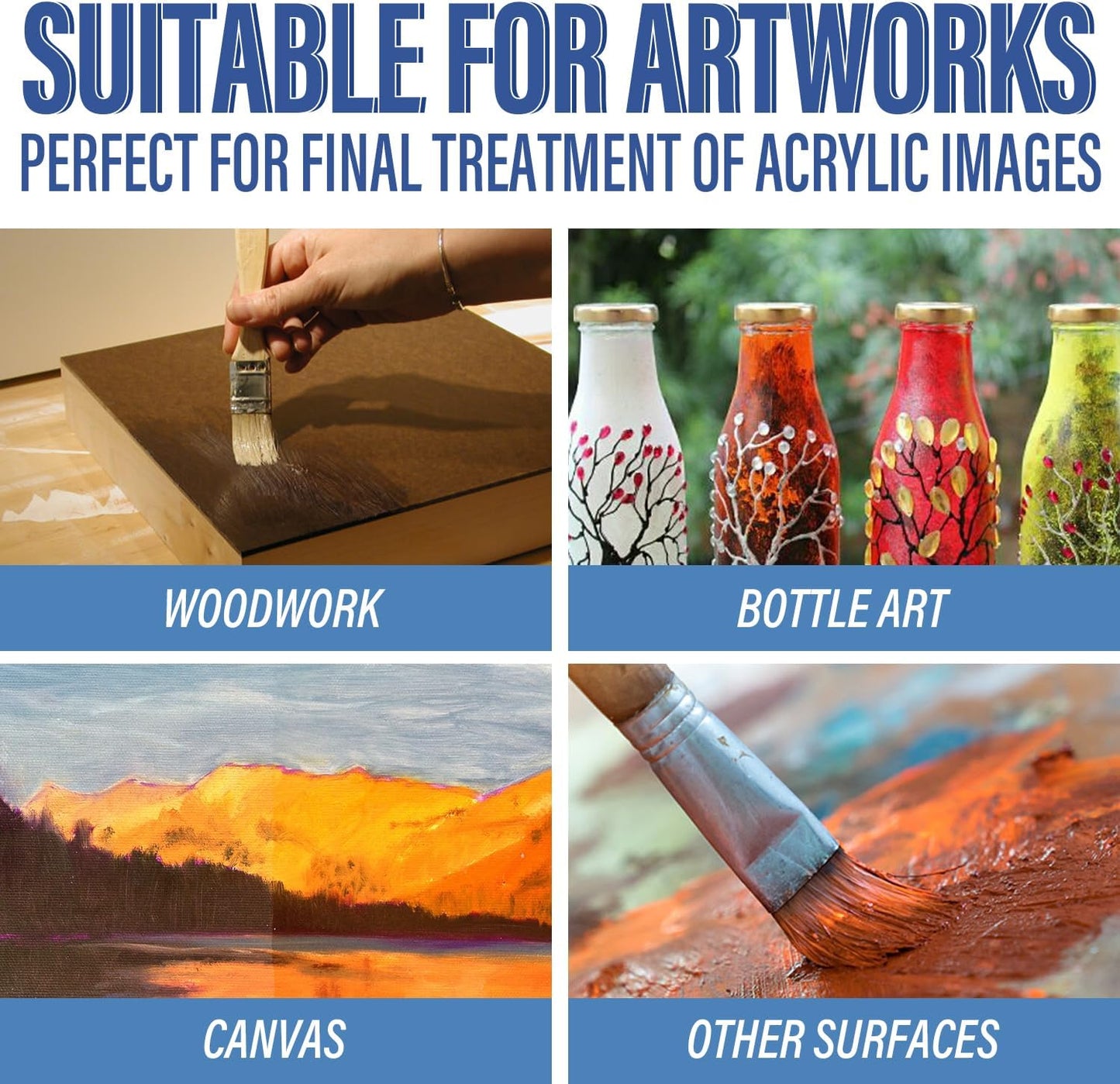 Gloss Varnish for Acrylic Painting, Non-Yellowing, Non-Toxic, Anti-Crazing, High Gloss Finish, for Artwork, Acrylic Paint, Suitable for Pro Artists, Hobby Painter