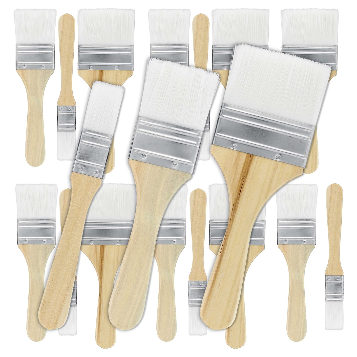 U.S. Art Supply 3 Pack of Variety Size Synthetic Bristle Paint, Chip and Utility Paint Brushes for Paint, Stains, Varnishes, Glues, and Gesso