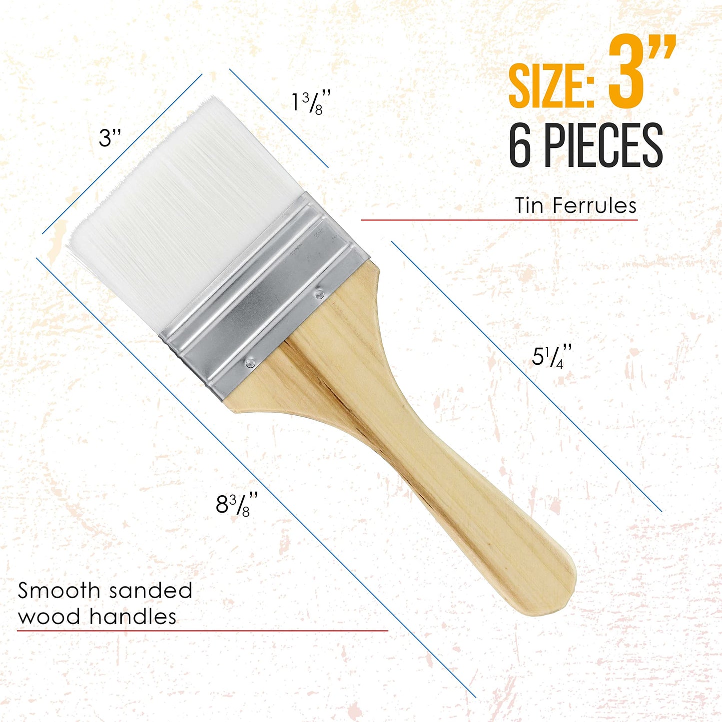 U.S. Art Supply 3 Pack of Variety Size Synthetic Bristle Paint, Chip and Utility Paint Brushes for Paint, Stains, Varnishes, Glues, and Gesso